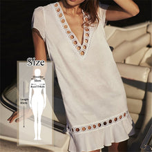Load image into Gallery viewer, 2020 Cotton Tunics for Beach Women Swimsuit Cover-ups Woman Swimwear Beach Cover up Beachwear Pareo Mini Dress Saida de Praia