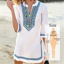 Load image into Gallery viewer, 2020 Cotton Tunics for Beach Women Swimsuit Cover-ups Woman Swimwear Beach Cover up Beachwear Pareo Mini Dress Saida de Praia