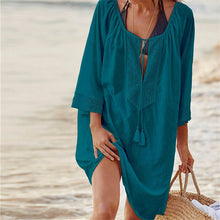 Load image into Gallery viewer, 2020 Cotton Tunics for Beach Women Swimsuit Cover-ups Woman Swimwear Beach Cover up Beachwear Pareo Mini Dress Saida de Praia