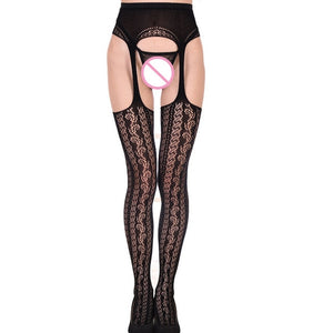 2020 Hollow Out Tights Lace Sexy Stockings Female Thigh High Fishnet Embroidery Transparent Pantyhose Women Black Lace Lingerie