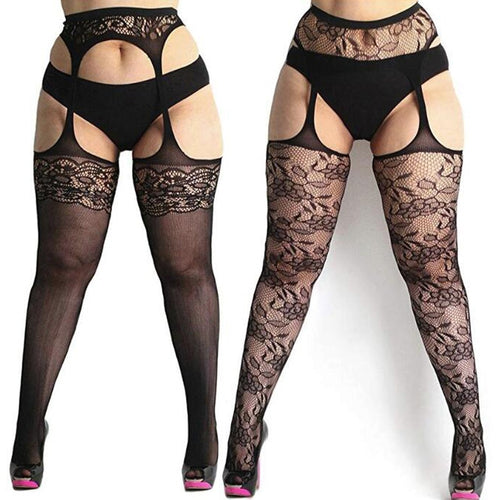 2020 Hot Sale New Sexy Womens fishnet tights Plus Size Lace Sexy embroidery Suspender Pantyhose Stocking Dropshipping #2142