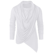 Load image into Gallery viewer, 2020 Men Autumn And Winter Casual Vintage Asymmetric Pile Heap Collar Solid Long Sleeve Tops Shirts male Slim fit Tops #0738