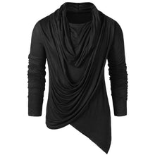 Load image into Gallery viewer, 2020 Men Autumn And Winter Casual Vintage Asymmetric Pile Heap Collar Solid Long Sleeve Tops Shirts male Slim fit Tops #0738