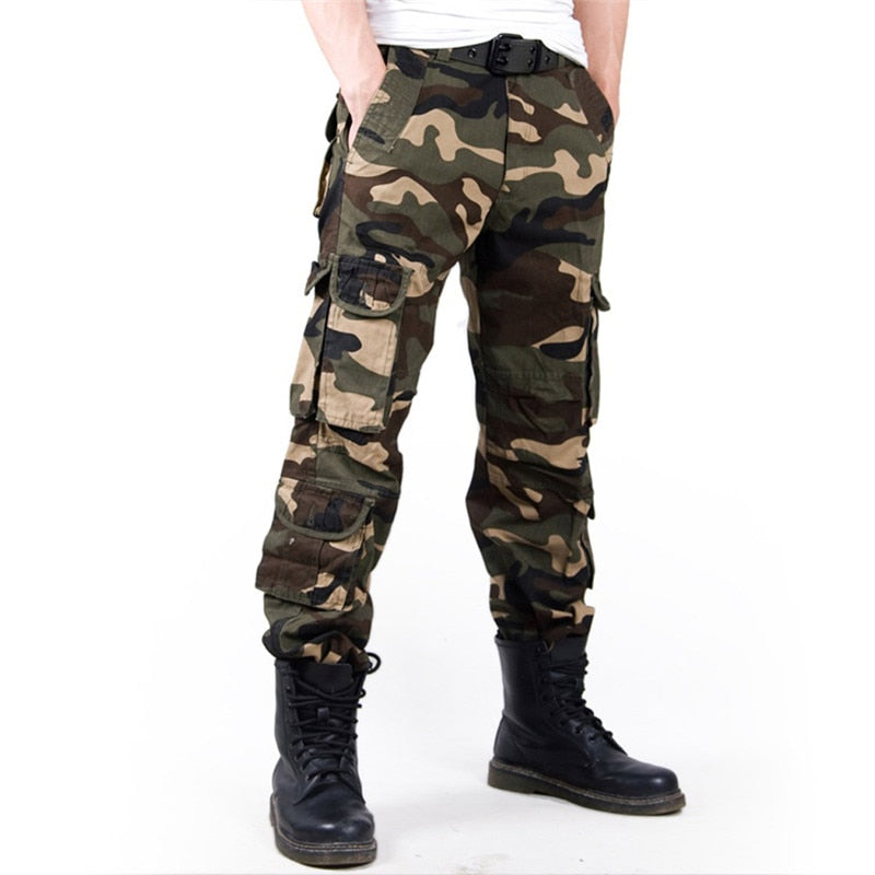 2020 Men's Cargo Pant Baggy Casual Men Tactical Pant Multi Pocket Military Overall Male Outdoors Long Trouser Army Camouflage