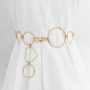 2020 New Arrival Silver Ring Chain Belt Fashion Elegant Gold Metal Female Round Alloy Women Circle Waist Dress Belts