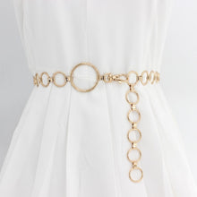 Load image into Gallery viewer, 2020 New Arrival Silver Ring Chain Belt Fashion Elegant Gold Metal Female Round Alloy Women Circle Waist Dress Belts