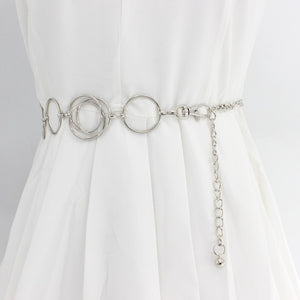 2020 New Arrival Silver Ring Chain Belt Fashion Elegant Gold Metal Female Round Alloy Women Circle Waist Dress Belts