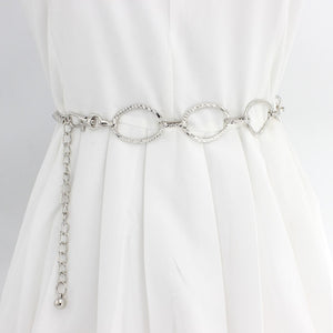 2020 New Arrival Silver Ring Chain Belt Fashion Elegant Gold Metal Female Round Alloy Women Circle Waist Dress Belts