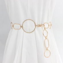 Load image into Gallery viewer, 2020 New Arrival Silver Ring Chain Belt Fashion Elegant Gold Metal Female Round Alloy Women Circle Waist Dress Belts
