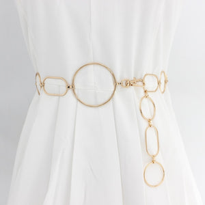 2020 New Arrival Silver Ring Chain Belt Fashion Elegant Gold Metal Female Round Alloy Women Circle Waist Dress Belts