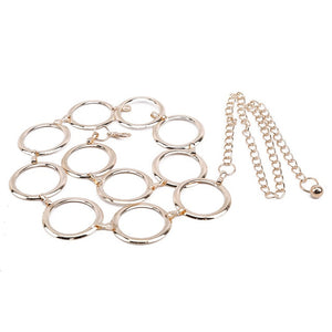 2020 New Arrival Silver Ring Chain Belt Fashion Elegant Gold Metal Female Round Alloy Women Circle Waist Dress Belts