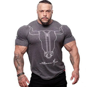 2020 New Mens Gyms Fitness Bodybuilding Skinny T-shirt Summer Casual Fashion Print Male Cotton Tee shirt Tops Crossfit Clothing