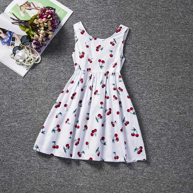 2020 New Vest Girls Clothing Summer Princess Dress Toddler Girls V-Backless Cherry tutu Ball Gown Kids Party Children Clothes