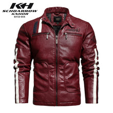 Load image into Gallery viewer, 2020 New Winter Men&#39;s Leather Trench Coat Jacket Lining plus Cotton Warm Stitching Slim Leather Men Wind-Resistant Pu Jacket