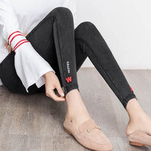 Load image into Gallery viewer, 2020 Sexy Embroidery Solid Pencil Pants Women's Full Length Leggings High Waist Stretch Trousers Female Casual Wear Washed Black