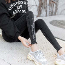 Load image into Gallery viewer, 2020 Sexy Embroidery Solid Pencil Pants Women's Full Length Leggings High Waist Stretch Trousers Female Casual Wear Washed Black
