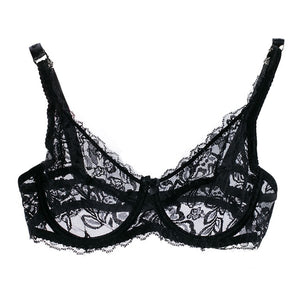 2020 Sexy Women Lace Gauze Bra Push Up 3/4 Cup Hook-and- Eye Breathable Ultra-thin Bra Lingerie Underwear Ropa Interior