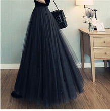 Load image into Gallery viewer, 2020 Spring Summer Fashion Women Mesh Princess Fairy Style 3 layers Voile Tulle Skirt Bouffant Puffy Chic Skirt Long Tutu Skirt