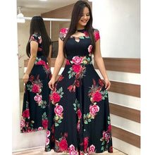 Load image into Gallery viewer, 2020 Summer Long Dress Floral Flower Print Boho Beach Short Sleeve Tunic Elegant Party Dress Vestidos De Festa Sundress 4XL 5XL