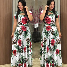 Load image into Gallery viewer, 2020 Summer Long Dress Floral Flower Print Boho Beach Short Sleeve Tunic Elegant Party Dress Vestidos De Festa Sundress 4XL 5XL