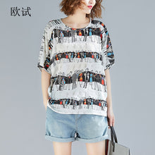 Load image into Gallery viewer, 2020 Summer Plus Size Chiffon Tshirt Graphic Tees Women Anime Print T Shirt Ladies Loose Casual T-shirt Tee Tops Femme Thin
