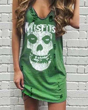 Load image into Gallery viewer, 2020 Summer Skull Print Casual Women Dress Punk Sleeveless Hole High Stree Female Mujer Femme Vestidos Plus Size 5XL