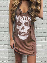 Load image into Gallery viewer, 2020 Summer Skull Print Casual Women Dress Punk Sleeveless Hole High Stree Female Mujer Femme Vestidos Plus Size 5XL