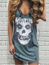 Load image into Gallery viewer, 2020 Summer Skull Print Casual Women Dress Punk Sleeveless Hole High Stree Female Mujer Femme Vestidos Plus Size 5XL