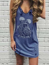 Load image into Gallery viewer, 2020 Summer Skull Print Casual Women Dress Punk Sleeveless Hole High Stree Female Mujer Femme Vestidos Plus Size 5XL