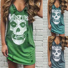Load image into Gallery viewer, 2020 Summer Skull Print Casual Women Dress Punk Sleeveless Hole High Stree Female Mujer Femme Vestidos Plus Size 5XL