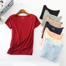 Load image into Gallery viewer, 2020 Summer T Shirt Women 100% Cotton Short Sleeves Tee Shirt High Elasticity Breathable Top Female Tshirt camiseta feminina D96