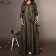 Load image into Gallery viewer, 2020 ZANZEA Autumn Hooded Dress Women's Sundress Plus Size Punk Casual Zipper Long Vestidos Female Long Sleeve Tunic Robe Femme
