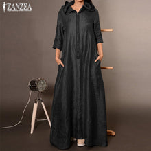 Load image into Gallery viewer, 2020 ZANZEA Autumn Hooded Dress Women's Sundress Plus Size Punk Casual Zipper Long Vestidos Female Long Sleeve Tunic Robe Femme