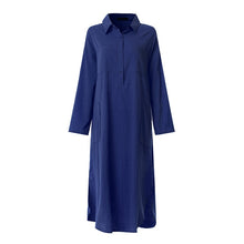 Load image into Gallery viewer, 2020 ZANZEA Elegant Midi Shirt Dress Womens Summer Sundress Vintage Button Thin Vestidos Female Long Sleeve Split Lapel Robe
