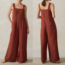 Load image into Gallery viewer, 2020 ZANZEA Plus Size Linen Overalls Women's Summer Jumpsuits Casual Suspender Wide Leg Pants Rompers Female Button Playsuits