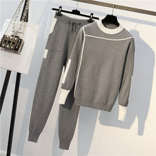 Load image into Gallery viewer, 2020 autumn new women's sports suit jacket + pants two-piece large size M-4XL high quality knitted suit track suit women