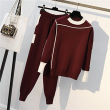 Load image into Gallery viewer, 2020 autumn new women's sports suit jacket + pants two-piece large size M-4XL high quality knitted suit track suit women