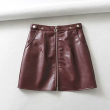 Load image into Gallery viewer, 2020 early spring European and American style women&#39;s new wholesale high waist pocket zipper PU leather skirt high quality