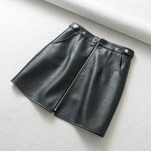 Load image into Gallery viewer, 2020 early spring European and American style women&#39;s new wholesale high waist pocket zipper PU leather skirt high quality