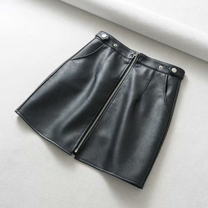 2020 early spring European and American style women's new wholesale high waist pocket zipper PU leather skirt high quality