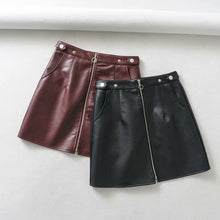 Load image into Gallery viewer, 2020 early spring European and American style women&#39;s new wholesale high waist pocket zipper PU leather skirt high quality