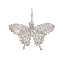 Load image into Gallery viewer, 2020 iced out sparking bling cz pink pinky women girl jewelry 5mm AAAAA cz tennis chain hip hop cool pink cz butterfly necklace