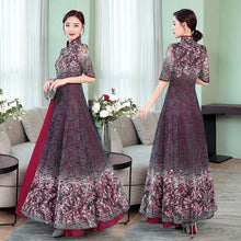 Load image into Gallery viewer, 2020 spring new retro chiffon lace dress women's improved cheongsam banquet dress large size M-4XL high quality elegant vestidos