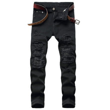 Load image into Gallery viewer, 2021 AUTUMN Spring Men&#39;s Ripped Street HIP HOP Punk Stretch Bike Jeans Trendy Holes Straight Denim Trouers