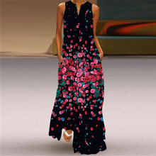 Load image into Gallery viewer, 2021 New Summer Ladies Sleeveless Long Dress V-Neck Printed Emerald Flower Dress Women&#39;s Clothing Fashion Pullover Maxi Dresses