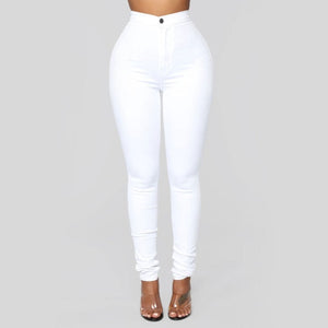 2021 New Women's High Waist Thin Pants Pencil Pants Fashion Tight Hip High Stretch Slim S-3XL Jeans Style Waist Type Fit Type