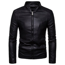 Load image into Gallery viewer, 2021 Spring and Autumn New Men&#39;s Fashion Trend Solid  Stand Collar Youth and Vitality Slim Boutique Full Men&#39;s Leather Jackets