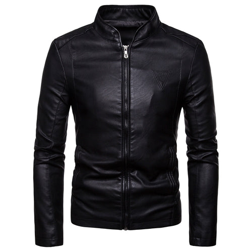 2021 Spring and Autumn New Men's Fashion Trend Solid  Stand Collar Youth and Vitality Slim Boutique Full Men's Leather Jackets