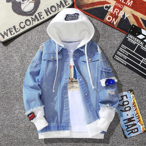 2021 new men's light blue winter denim jacket warm denim coat large size wool lining thick slim high quality denim jacket