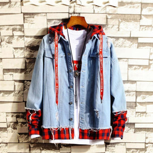 2021 new men's light blue winter denim jacket warm denim coat large size wool lining thick slim high quality denim jacket